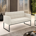 Sofá Namoradeira 2 Lugares Industrial Preto Elisa Bouclê Bege