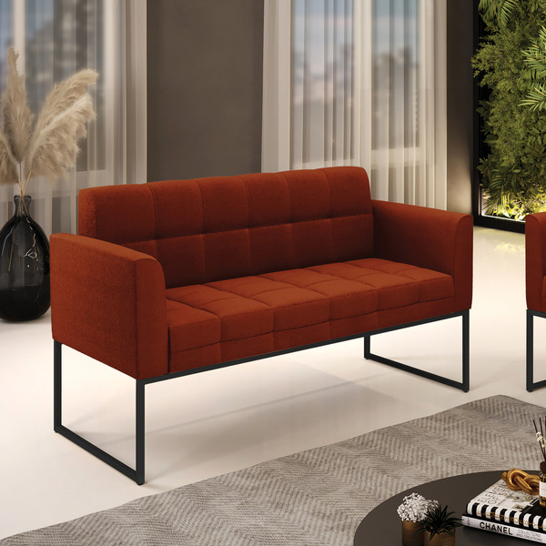Sofá Namoradeira 2 Lugares Industrial Preto Elisa Bouclê Terr