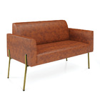 Sofá Namoradeira 2 Lugares Marisa Pé Aço Lateral Dourado Sint