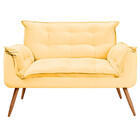 Sofá Namoradeira 2 Lugares Opala Veludo Amarelo - Star Confort