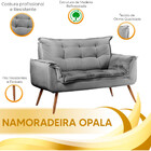 Sofá Namoradeira 2 Lugares Opala Veludo Cinza Chumbo - Star C