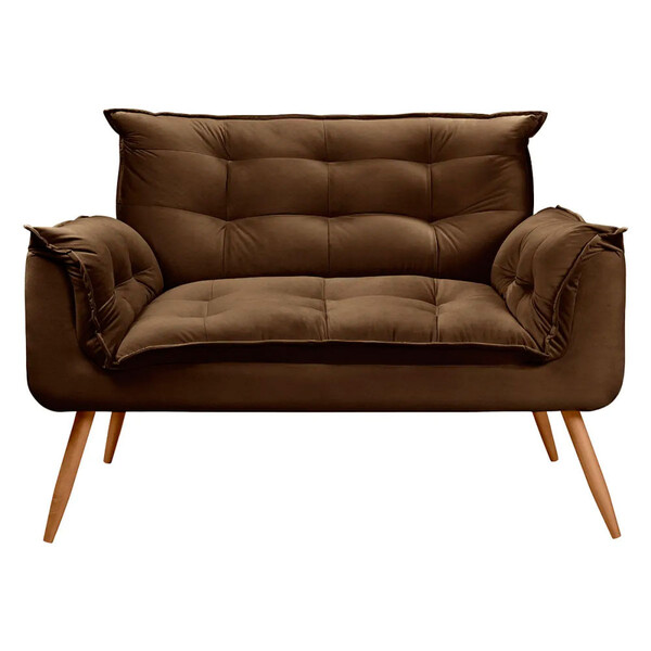 Sofá Namoradeira 2 Lugares Opala Veludo Marrom Chocolate - Sp