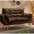 Sofá Namoradeira 2 Lugares Opala Veludo Marrom Chocolate - St