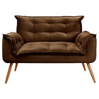 Sofá Namoradeira 2 Lugares Opala Veludo Marrom Chocolate - St