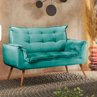 Sofá Namoradeira 2 Lugares Opala Veludo Turquesa Ciano - Star