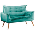 Sofá Namoradeira 2 Lugares Opala Veludo Turquesa Ciano - Star