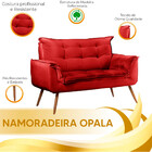 Sofá Namoradeira 2 Lugares Opala Veludo Vermelho - Star Confo