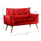 Sofá Namoradeira 2 Lugares Opala Veludo Vermelho - Star Confo