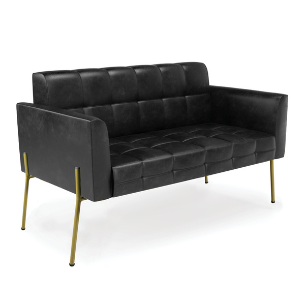 Sofá Namoradeira 2 Lugares Pé De Ferro Dourado Elisa Corano D