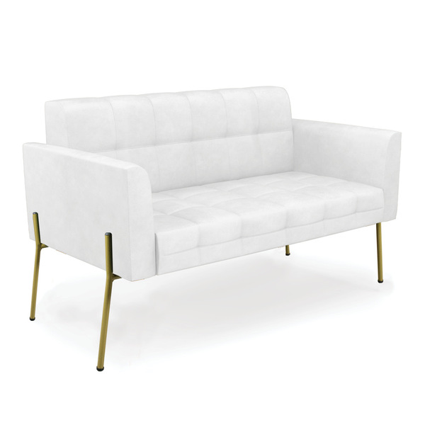 Sofá Namoradeira 2 Lugares Pé De Ferro Dourado Elisa Corano D