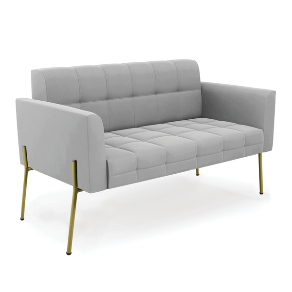 Sofá Namoradeira 2 Lugares Pé De Ferro Dourado Elisa Suede Ci