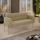 Sofá Namoradeira 2 Lugares Pé De Ferro Dourado Elisa Suede D0