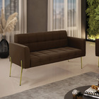 Sofá Namoradeira 2 Lugares Pé De Ferro Dourado Elisa Suede D0