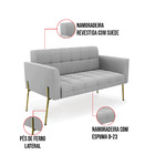 Sofá Namoradeira 2 Lugares Pé De Ferro Dourado Elisa Suede D0