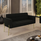 Sofá Namoradeira 2 Lugares Pé De Ferro Dourado Elisa Suede D0