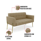 Sofá Namoradeira 2 Lugares Pé De Ferro Dourado Elisa Suede Ma