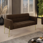 Sofá Namoradeira 2 Lugares Pé De Ferro Dourado Elisa Suede Ma