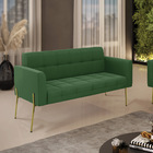 Sofá Namoradeira 2 Lugares Pé De Ferro Dourado Elisa Suede Ve