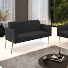 Sofá Namoradeira 2 Lugares Pé De Ferro Dourado Marisa Corino