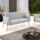 Sofá Namoradeira 2 Lugares Pé De Ferro Dourado Marisa Linho -