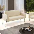 Sofá Namoradeira 2 Lugares Pé De Ferro Dourado Marisa Linho -