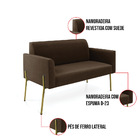 Sofá Namoradeira 2 Lugares Pé De Ferro Dourado Marisa Suede -