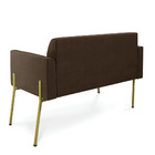 Sofá Namoradeira 2 Lugares Pé De Ferro Dourado Marisa Suede -