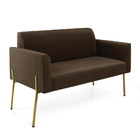 Sofá Namoradeira 2 Lugares Pé De Ferro Dourado Marisa Suede -