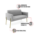 Sofá Namoradeira 2 Lugares Pé De Ferro Dourado Marisa Suede -