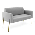 Sofá Namoradeira 2 Lugares Pé De Ferro Dourado Marisa Suede -