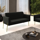 Sofá Namoradeira 2 Lugares Pé De Ferro Dourado Marisa Suede -