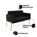 Sofá Namoradeira 2 Lugares Pé De Ferro Dourado Marisa Suede -