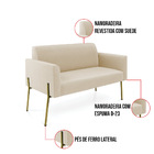 Sofá Namoradeira 2 Lugares Pé De Ferro Dourado Marisa Suede B