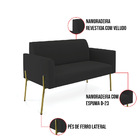 Sofá Namoradeira 2 Lugares Pé De Ferro Dourado Marisa Veludo