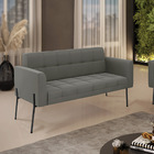 Sofá Namoradeira 2 Lugares Pé De Ferro Preto Elisa Suede D03