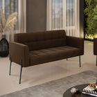 Sofá Namoradeira 2 Lugares Pé De Ferro Preto Elisa Suede D03