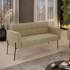 Sofá Namoradeira 2 Lugares Pé De Ferro Preto Elisa Suede D03