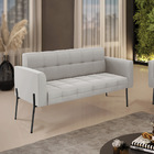 Sofá Namoradeira 2 Lugares Pé De Ferro Preto Elisa Veludo D03