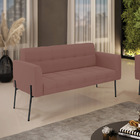 Sofá Namoradeira 2 Lugares Pé De Ferro Preto Elisa Veludo D03