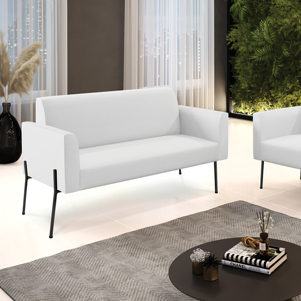 Sofá Namoradeira 2 Lugares Pé De Ferro Preto Marisa Corino Br