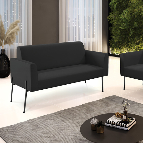 Sofá Namoradeira 2 Lugares Pé De Ferro Preto Marisa Corino Pr