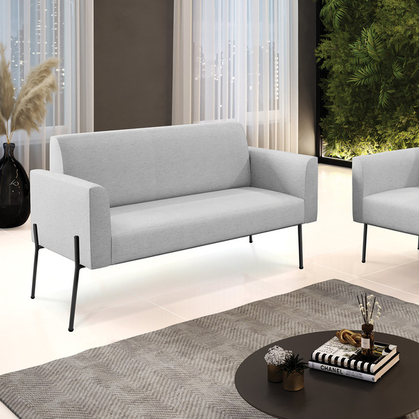 Sofá Namoradeira 2 Lugares Pé De Ferro Preto Marisa Linho Cin