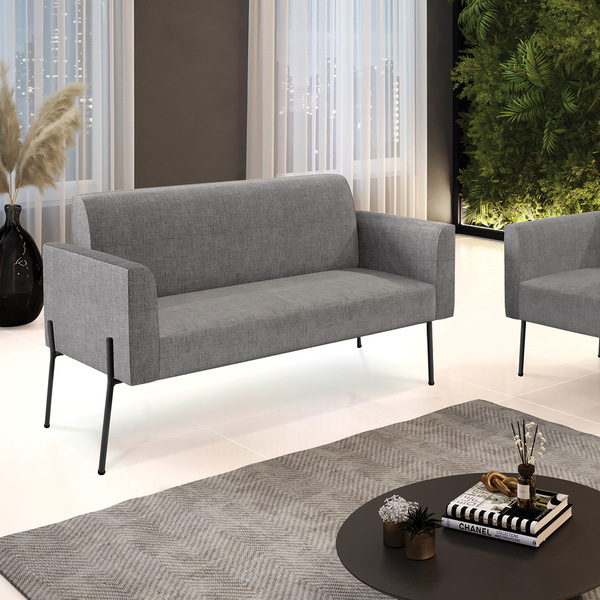 Sofá Namoradeira 2 Lugares Pé De Ferro Preto Marisa Linho - G