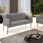 Sofá Namoradeira 2 Lugares Pé De Ferro Preto Marisa Linho Gra