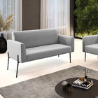 Sofá Namoradeira 2 Lugares Pé De Ferro Preto Marisa Suede - C