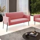 Sofá Namoradeira 2 Lugares Pé De Ferro Preto Marisa Suede - R