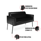 Sofá Namoradeira 2 Lugares Pé De Ferro Preto Para Sala Marisa