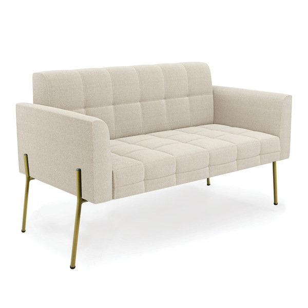 Sofá Namoradeira 2 Lugares Pé Ferro Dourado Elisa Bouclê D03