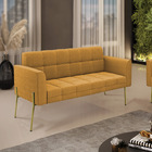 Sofá Namoradeira 2 Lugares Pé Ferro Dourado Elisa Bouclê D03