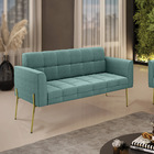 Sofá Namoradeira 2 Lugares Pé Ferro Dourado Elisa Bouclê D03